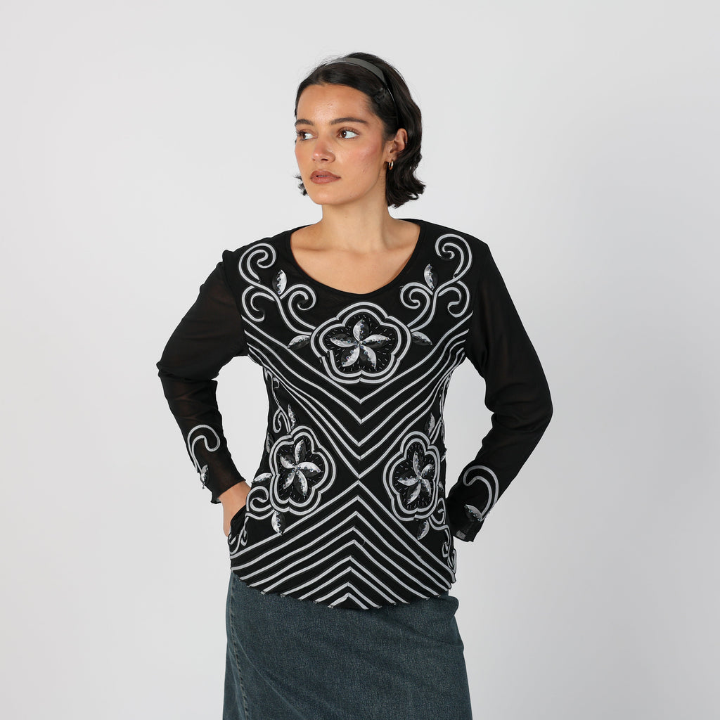 Black Y2K Conos Long Sleeve Top (M)