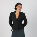 Black Y2K Made in Italy Blazer Contrast stitch (M)
