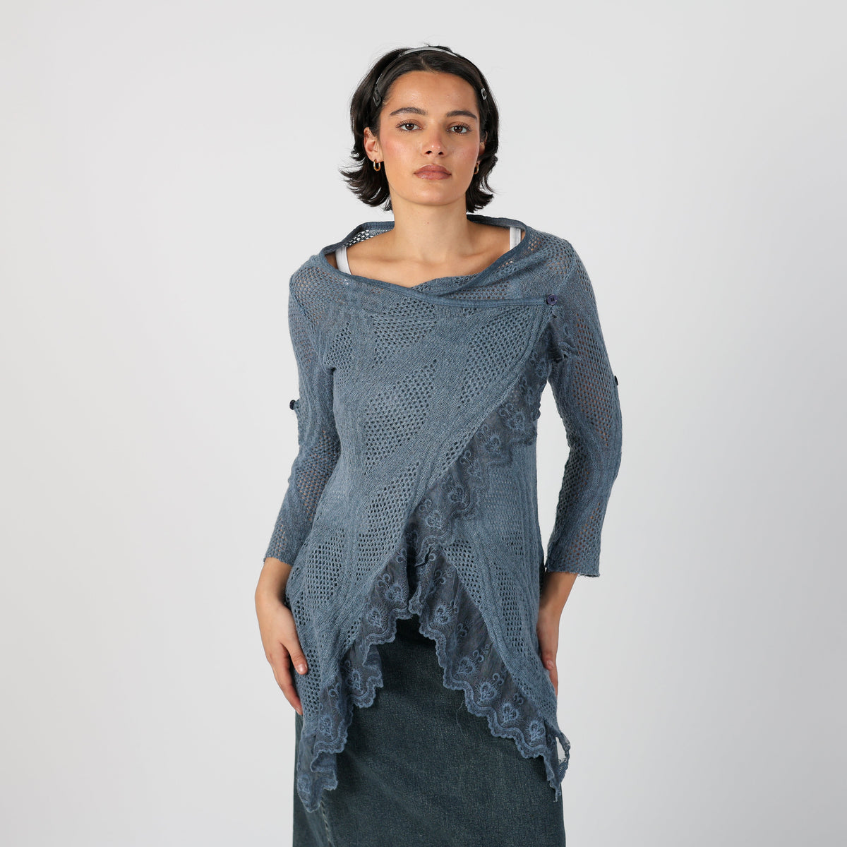 Light Blue Y2K Made in Italy Knitted Top (M)