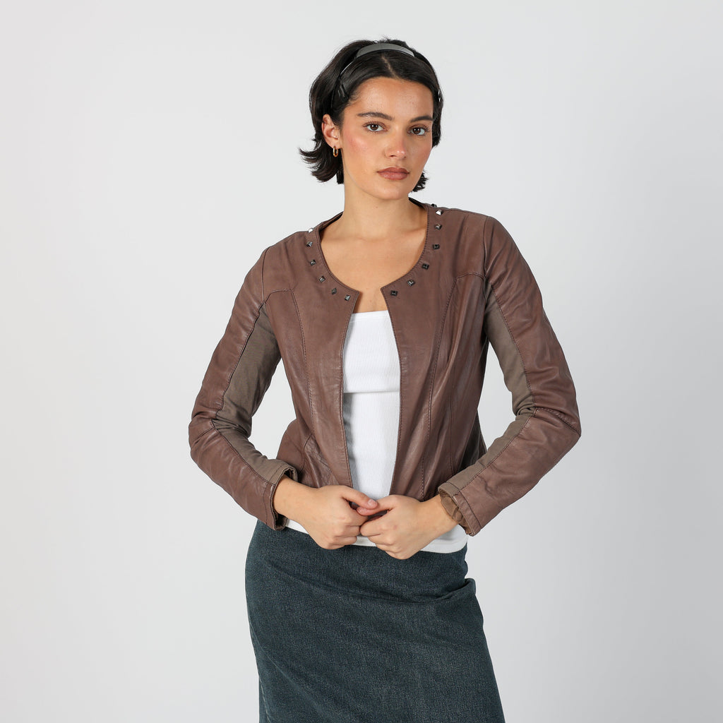 Brown Y2K Made in Italy Leather Jacket (S)