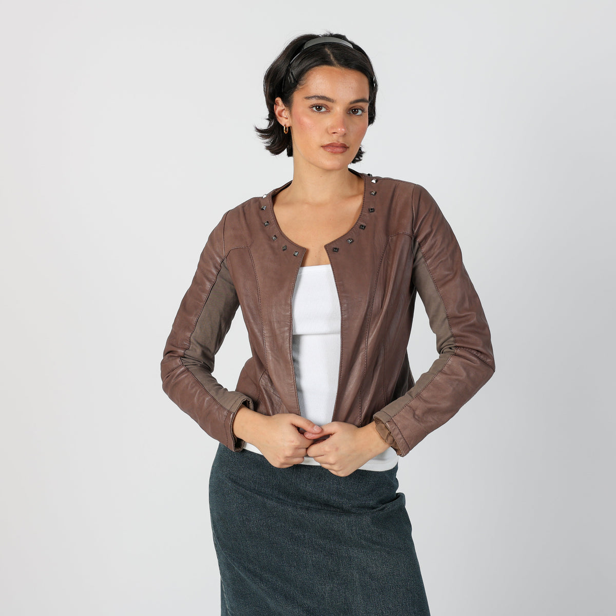 Brown Y2K Made in Italy Leather Jacket (S)