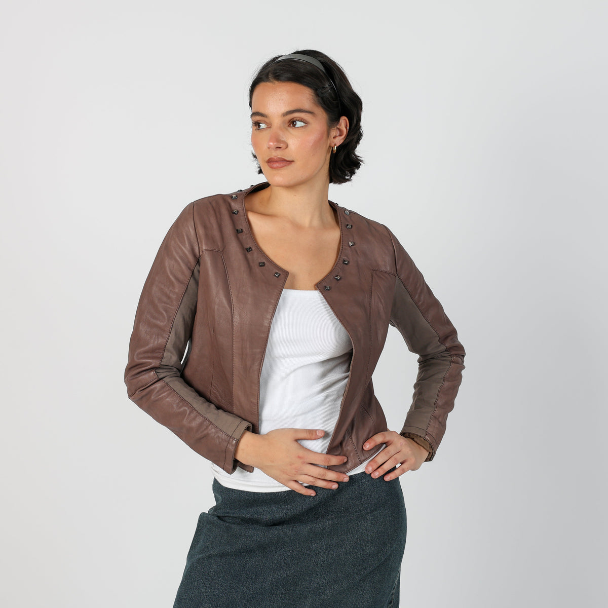 Brown Y2K Made in Italy Leather Jacket (S)