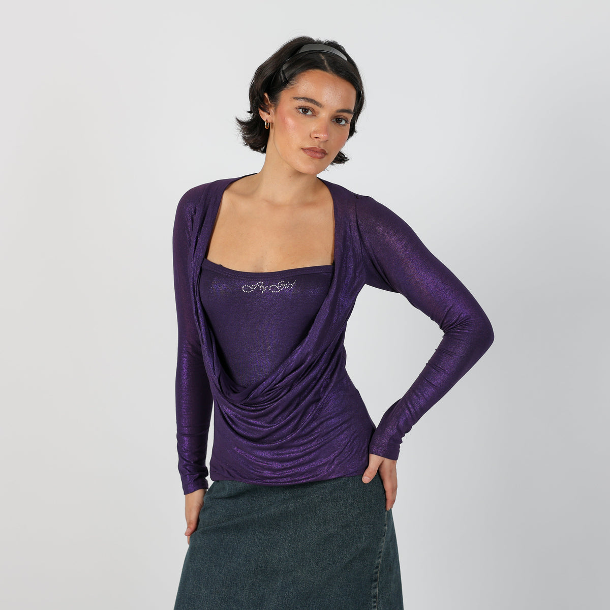 Purple Y2K Fly Girl Long Sleeve Top (S)