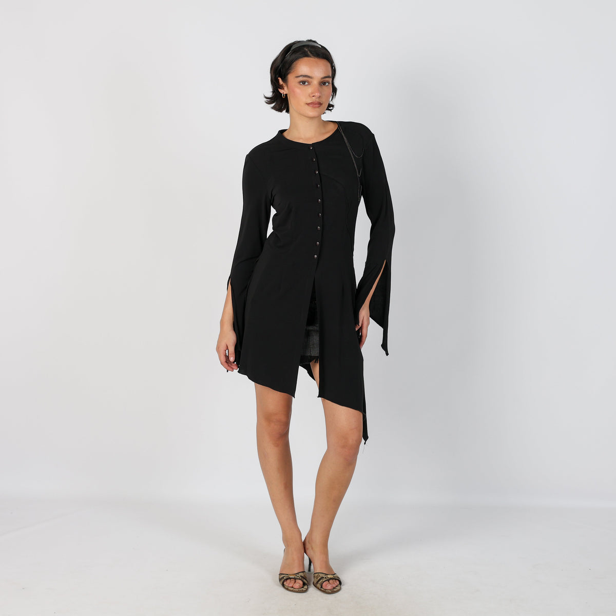 Black Y2K Monica Magni Long Sleeve Top (S)