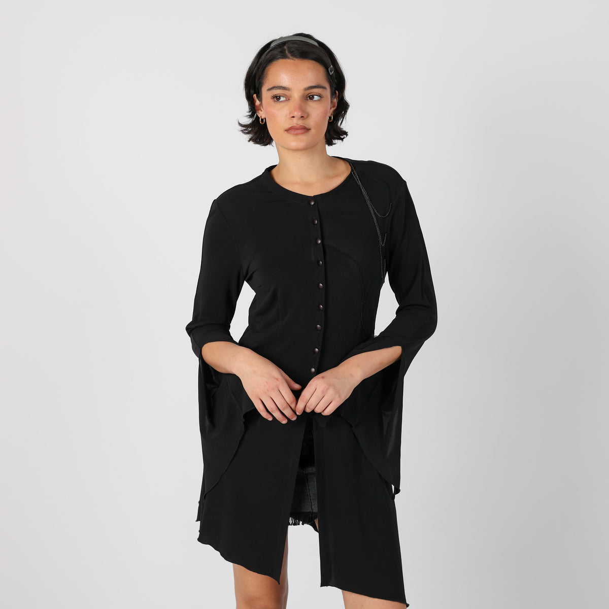 Black Y2K Monica Magni Long Sleeve Top (S)