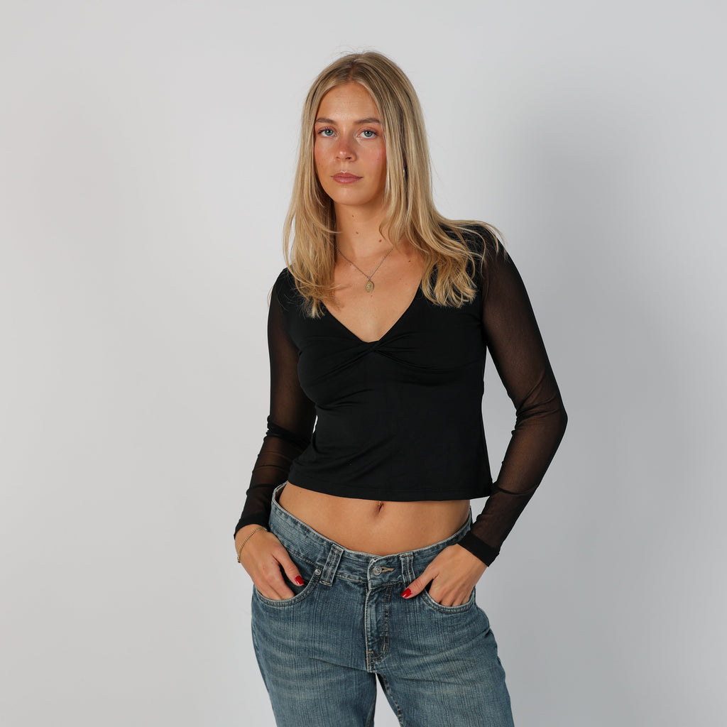 Black Y2K Long Sleeve Top (XS)