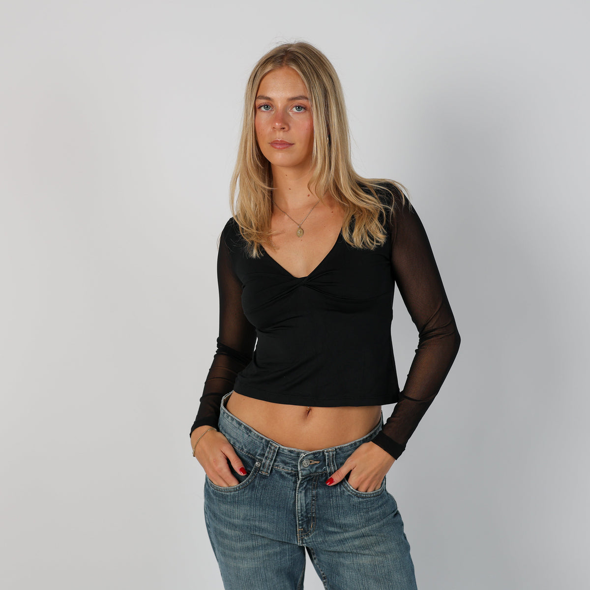 Black Y2K Long Sleeve Top (XS)