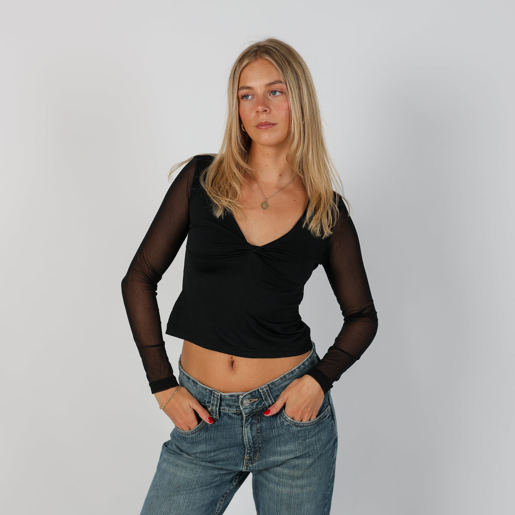 Black Y2K Long Sleeve Top (XS)