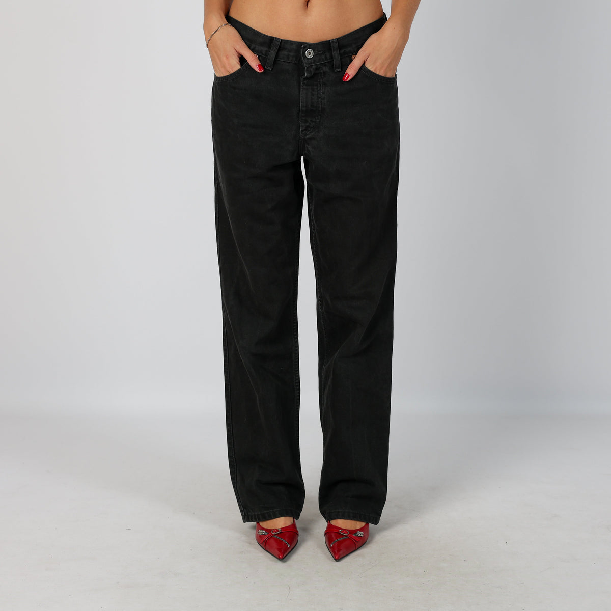 Black Y2K Mustang Dad & Wide Jeans (S)
