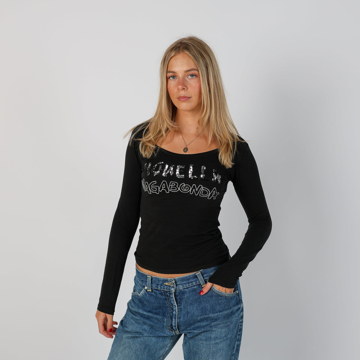 Black Y2K Monella Vagabonda Long Sleeve Top (S)