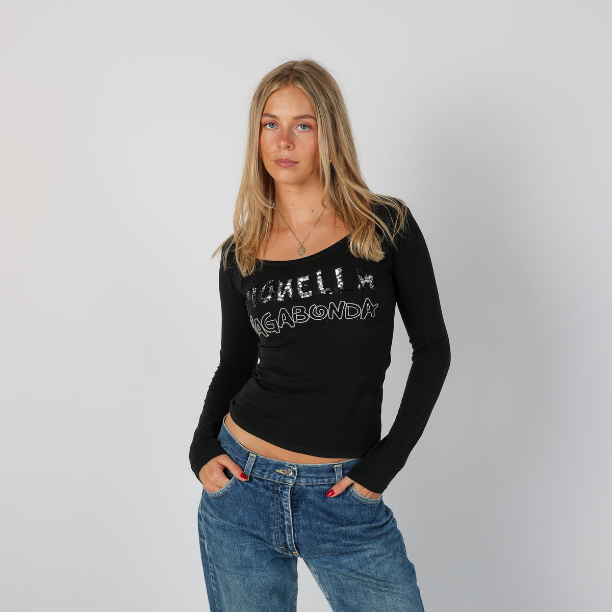 Black Y2K Monella Vagabonda Long Sleeve Top (S)