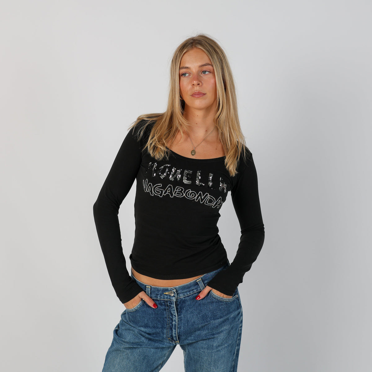 Black Y2K Monella Vagabonda Long Sleeve Top (S)
