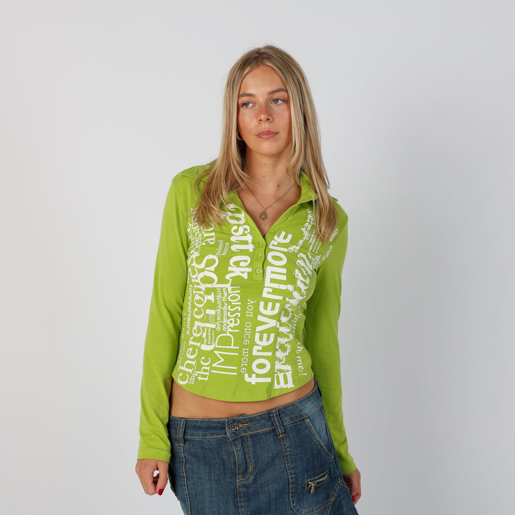 Light Green Y2K Long Sleeve Top (S)