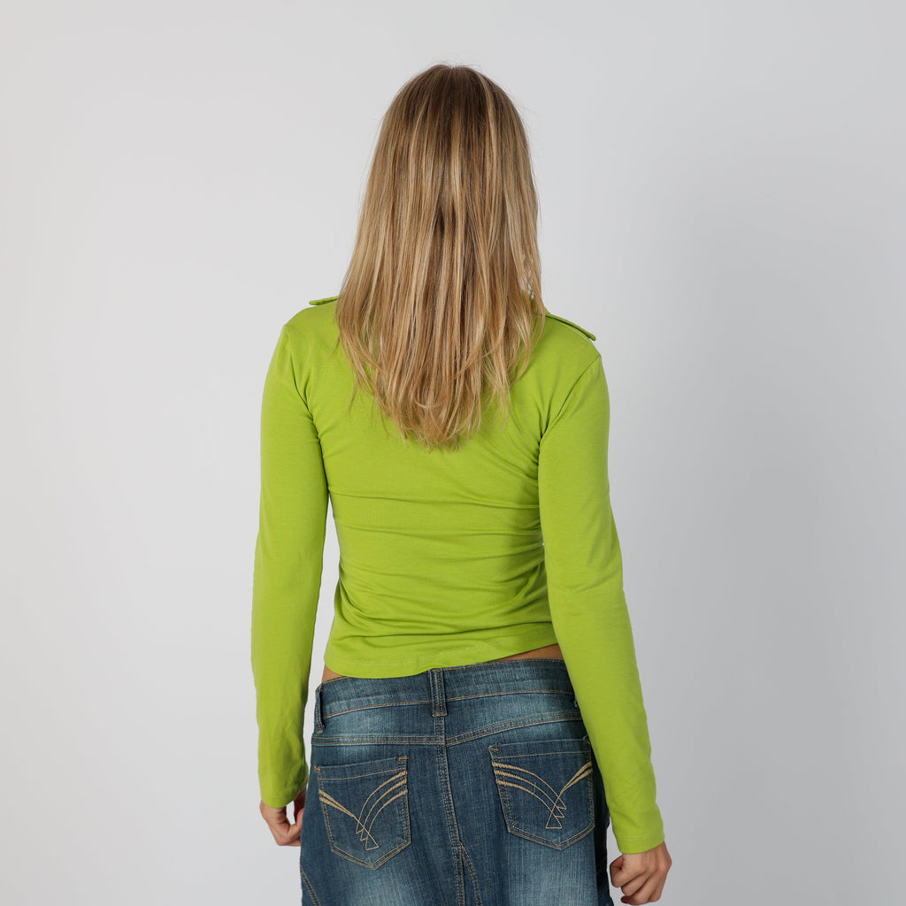 Light Green Y2K Long Sleeve Top (S)