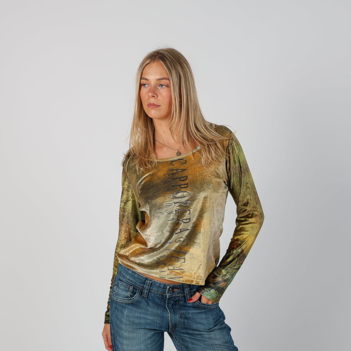 Light Green Y2K Made in Italy Long Sleeve Top (M)