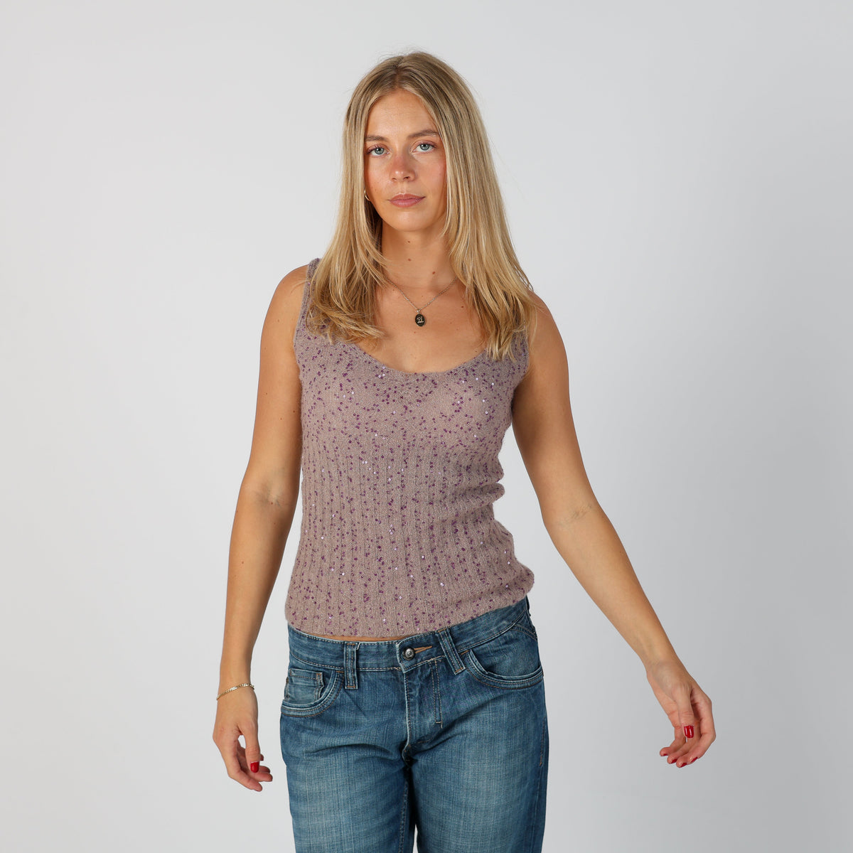 Lilac Purple Y2K Made in Italy Woven Vest (XS)