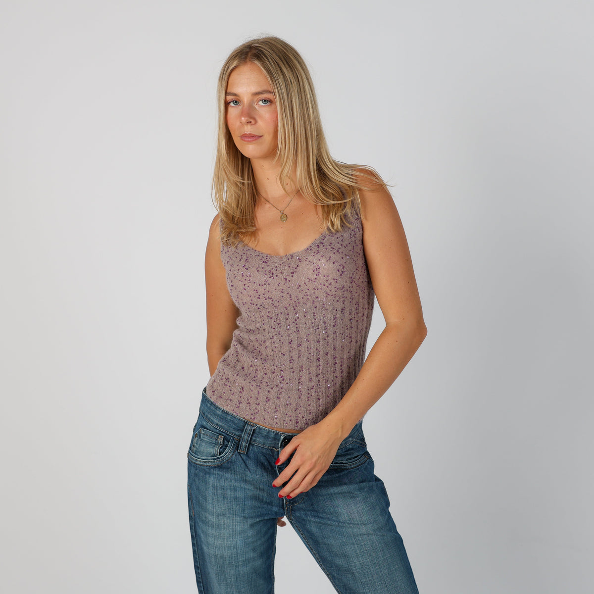 Lilac Purple Y2K Made in Italy Woven Vest (XS)