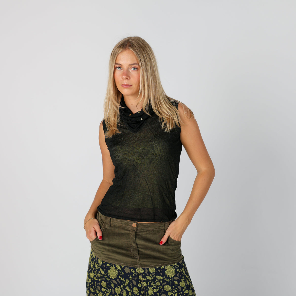 Black Y2K Last Woman Woven Top (S)