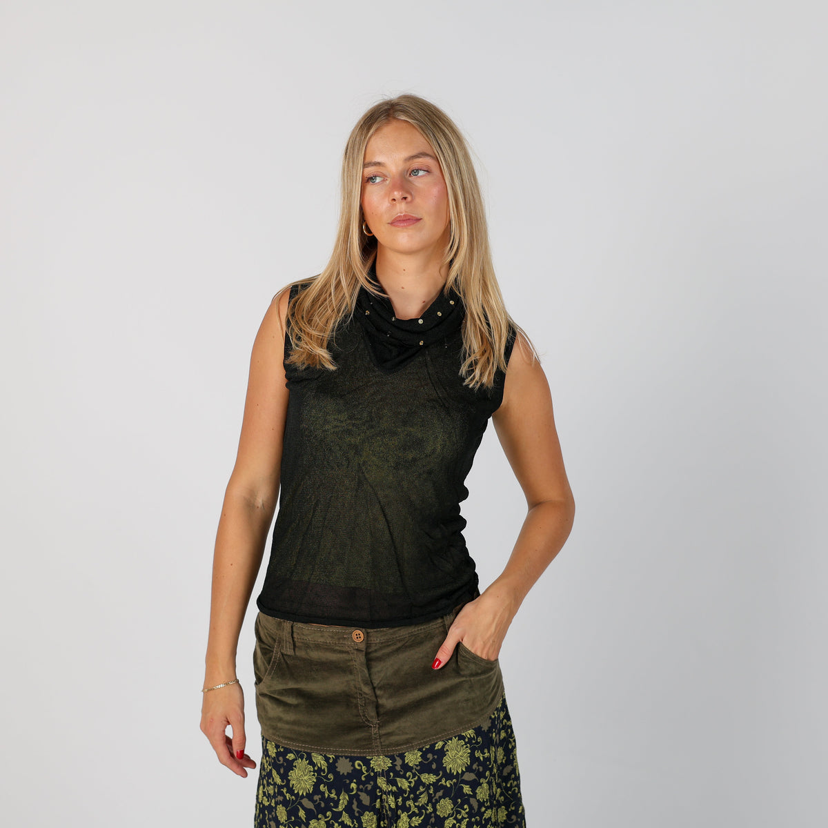 Black Y2K Last Woman Woven Top (S)