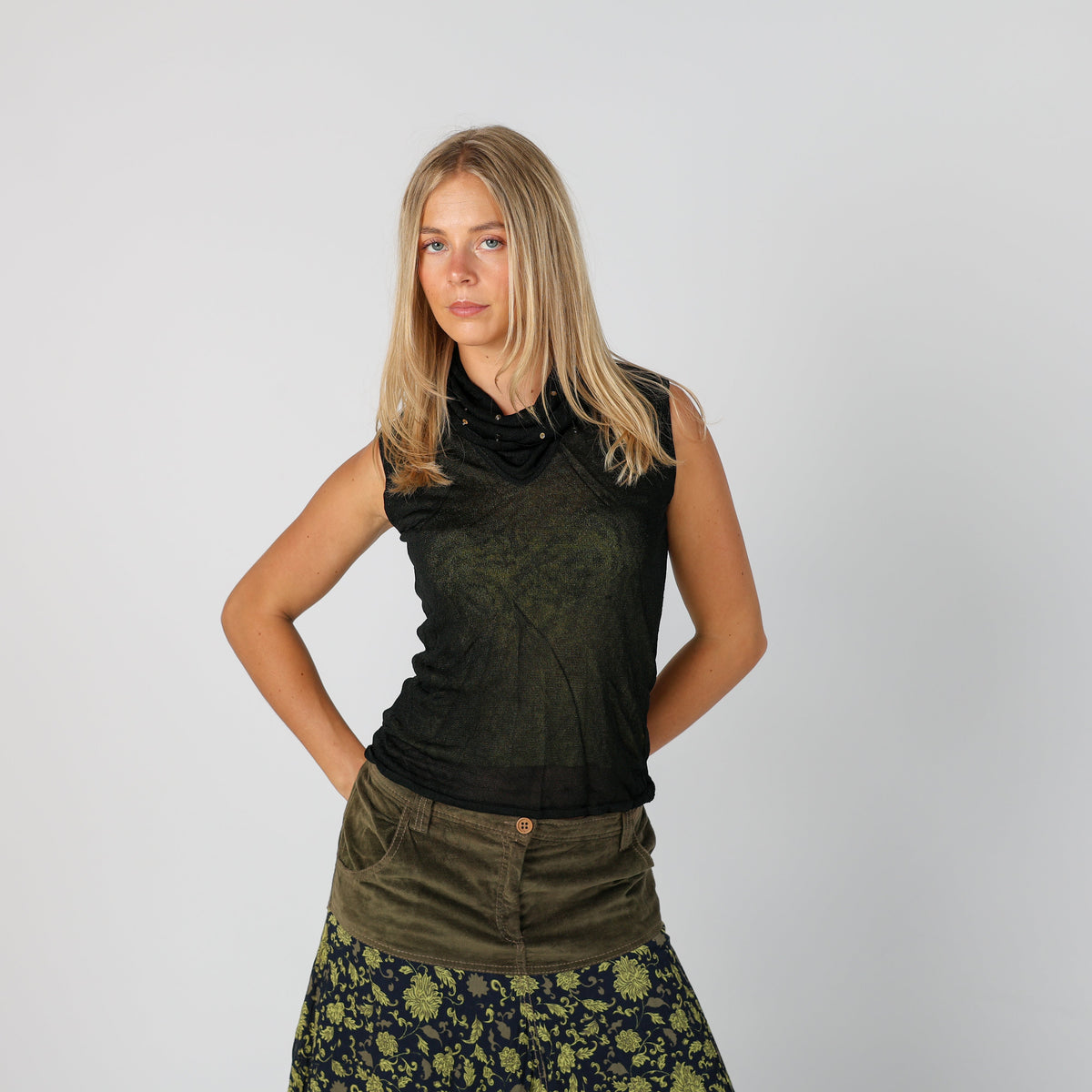 Black Y2K Last Woman Woven Top (S)