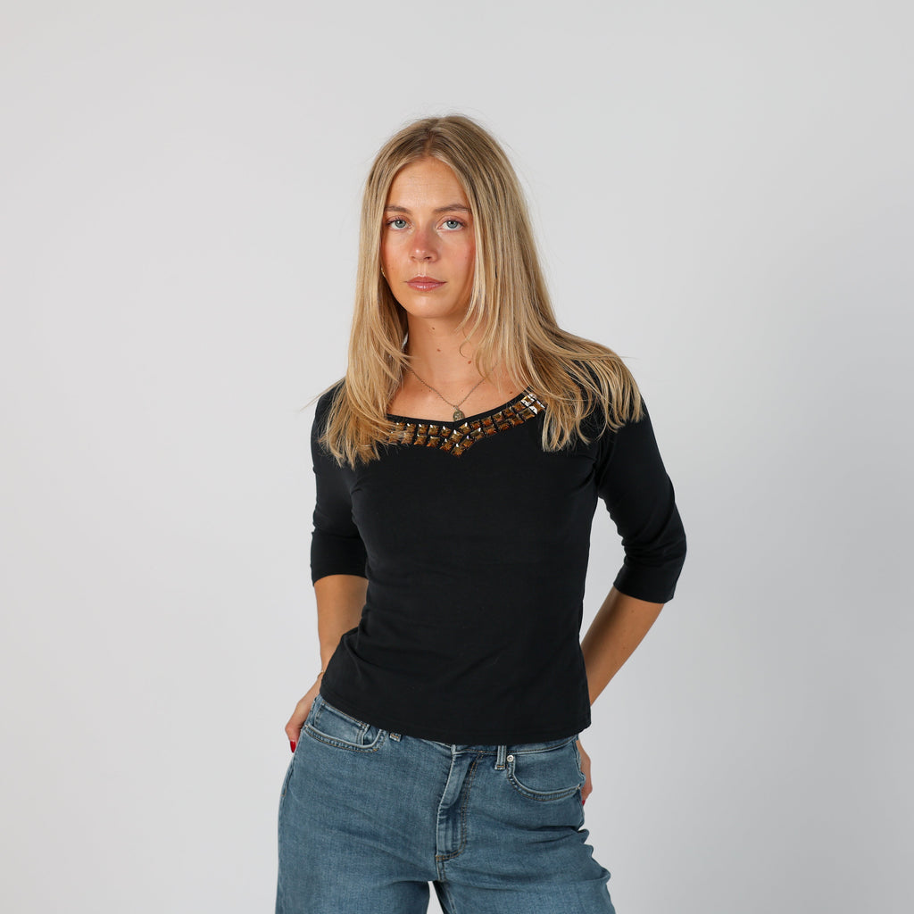 Black Y2K Camomilla Long Sleeve Top (S)