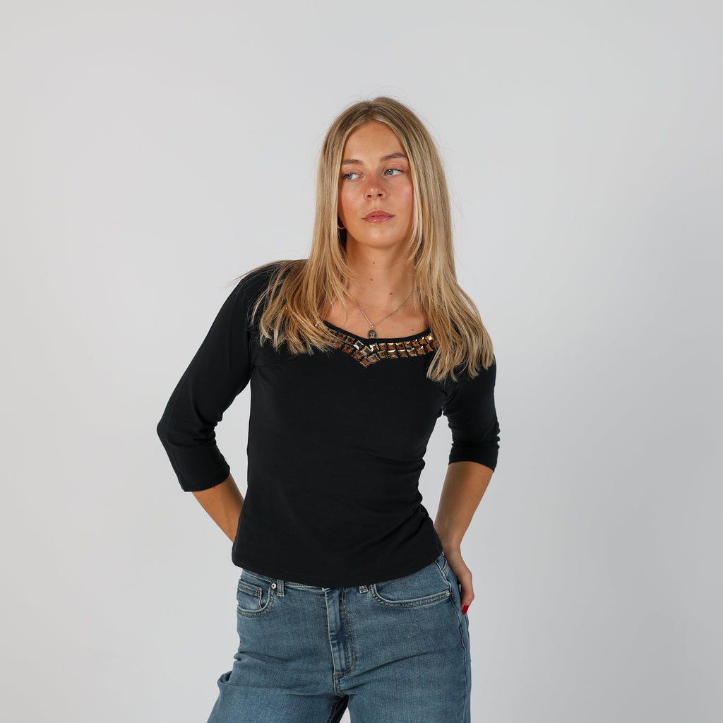 Black Y2K Camomilla Long Sleeve Top (S)