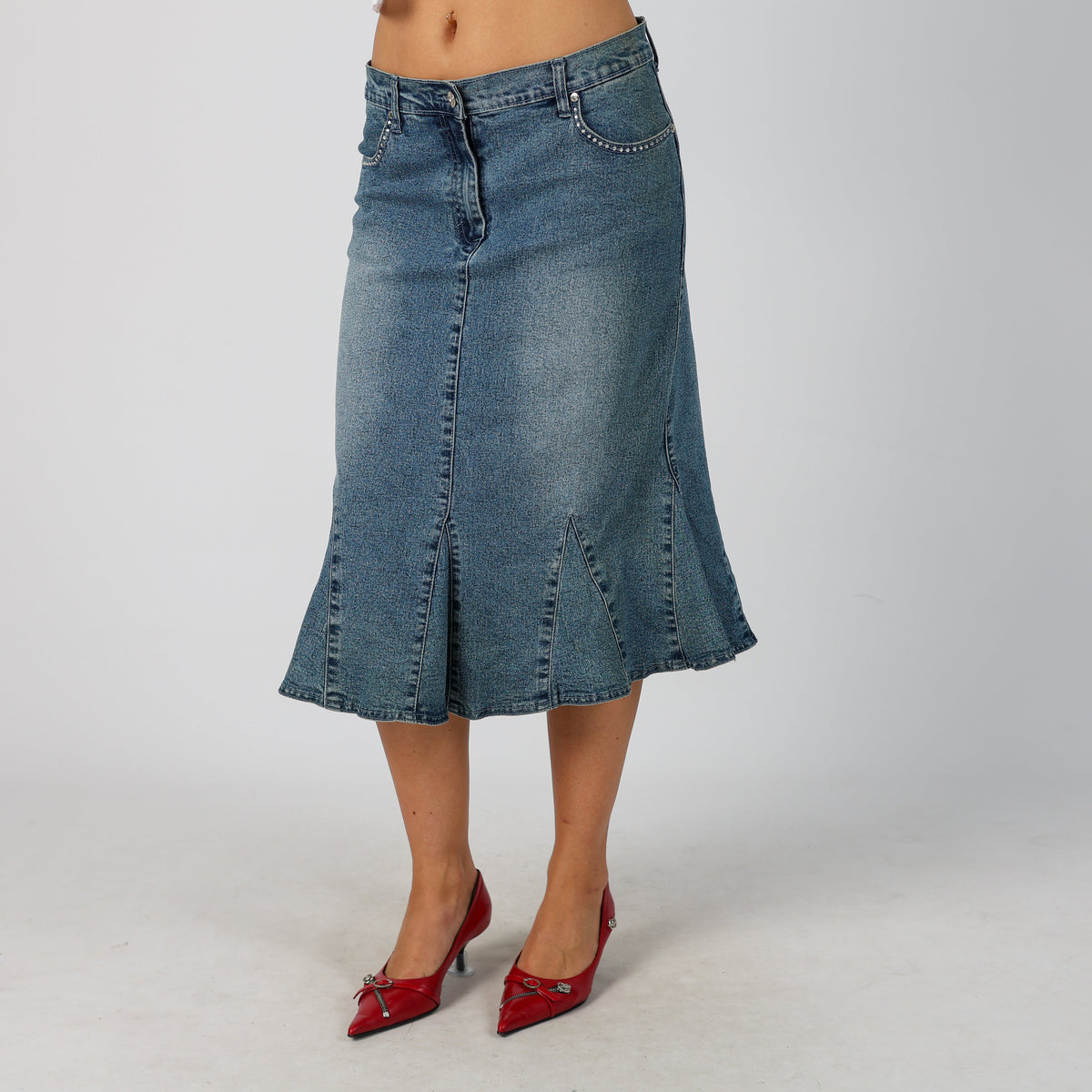 Blue Y2K Denim Midi Skirt (M)