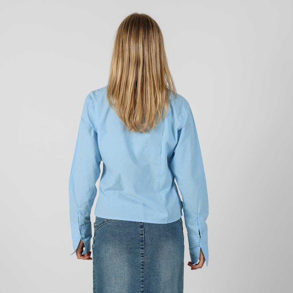 Light Blue Y2K Long Sleeve Top (S)