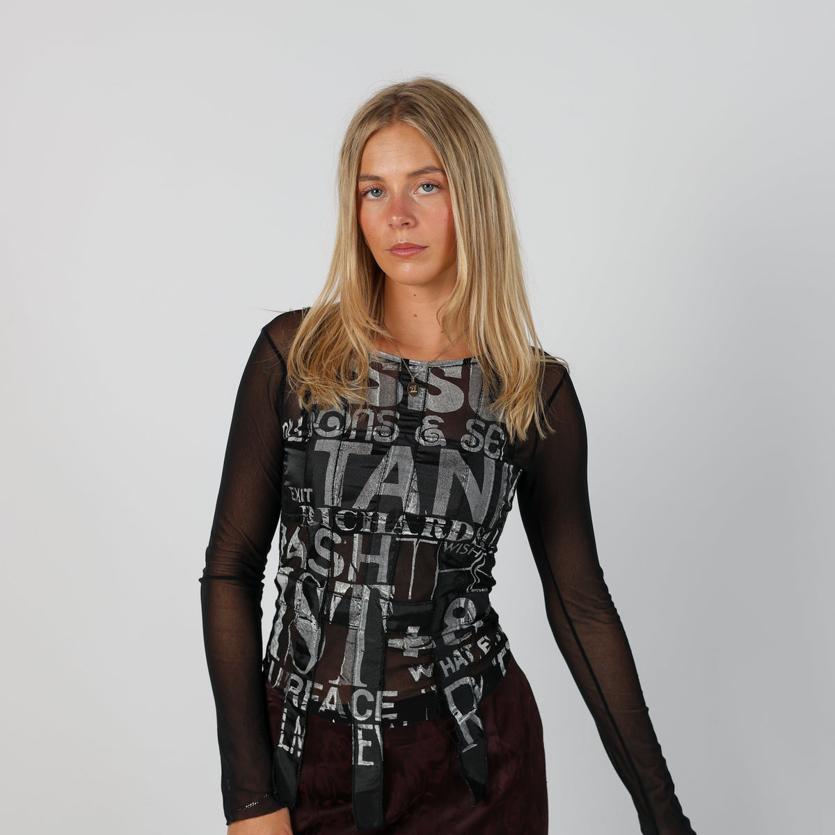 Black Y2K Made in Italy Long Sleeve Top (XS)
