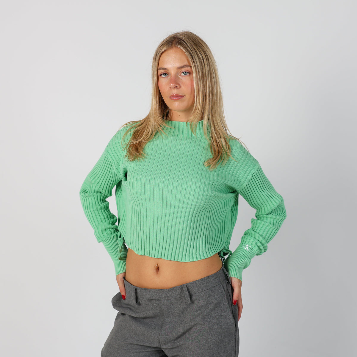 Light Green Y2K Long Sleeve Top (M)