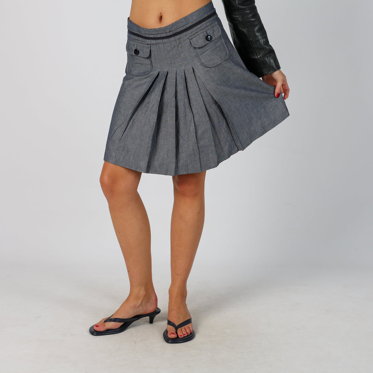 Grey Y2K Max&Co. Woven Mini Skirt (S)