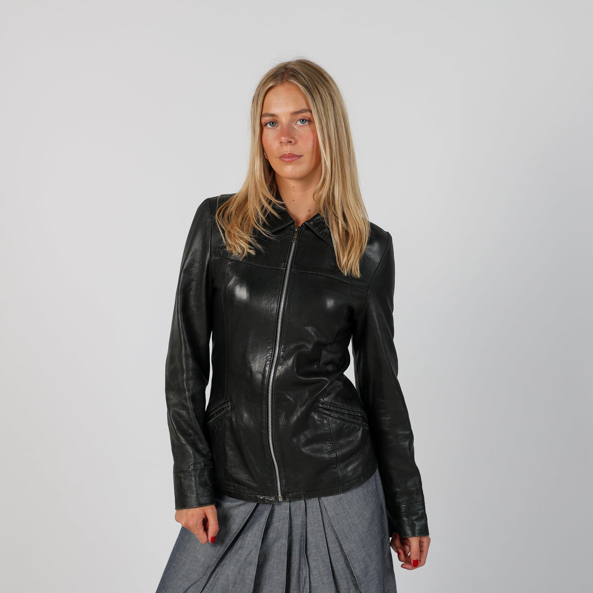 Black Y2K Leather Jacket (S)