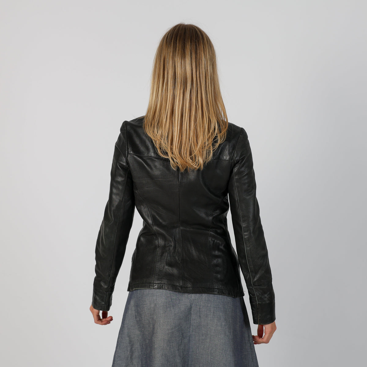 Black Y2K Leather Jacket (S)