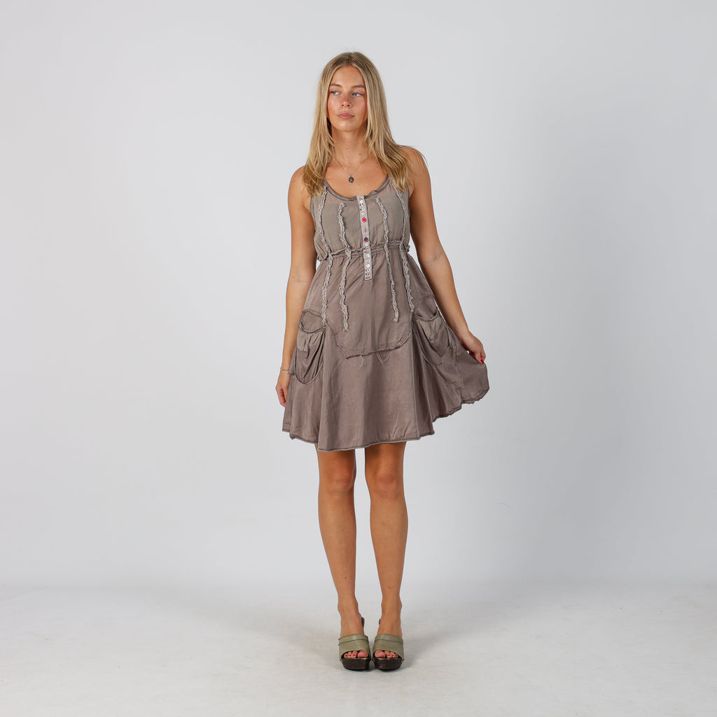 Grey Y2K Woven Mini Dress (S)