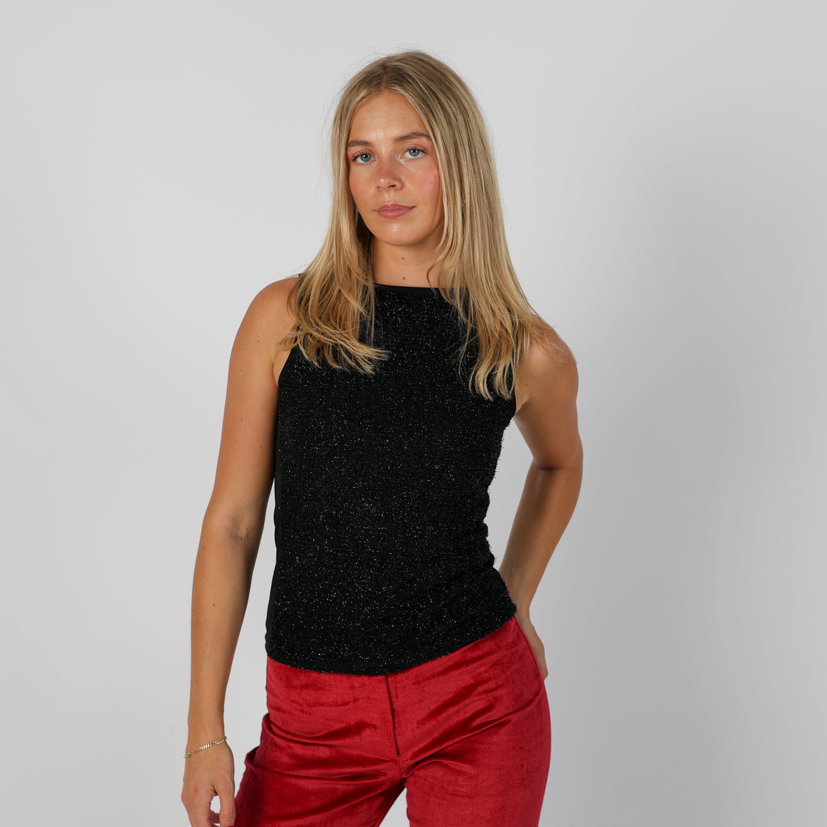 Black Y2K Woven Vest (S)