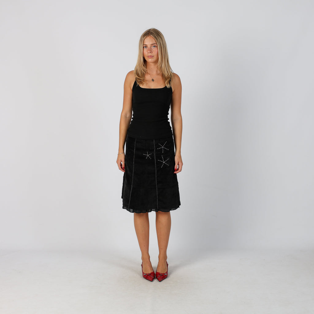 Brown Y2K Made in Italy Woven Midi Skirt (S)