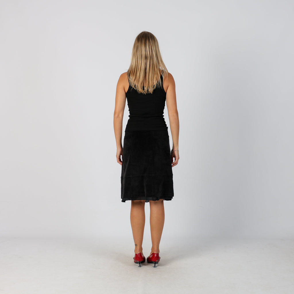 Brown Y2K Made in Italy Woven Midi Skirt (S)
