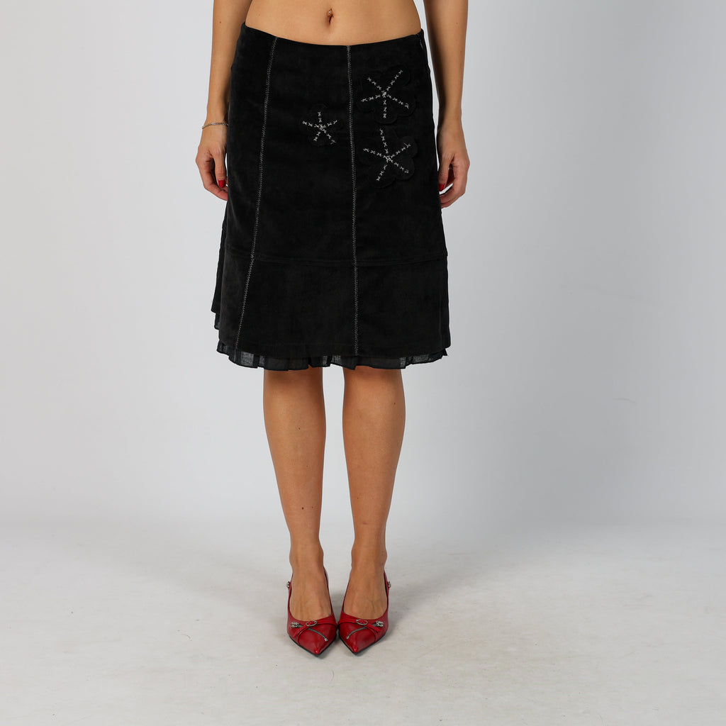 Brown Y2K Made in Italy Woven Midi Skirt (S)