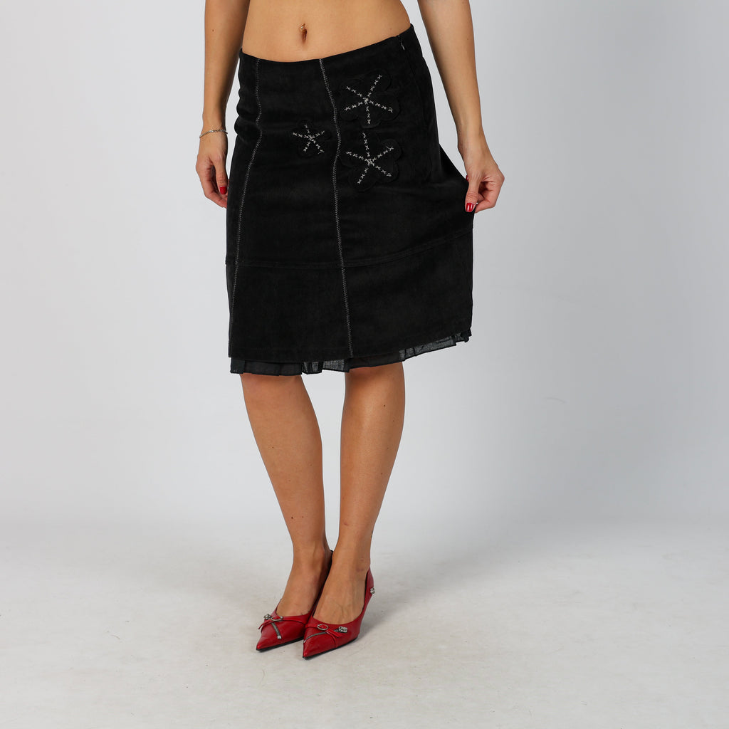 Brown Y2K Made in Italy Woven Midi Skirt (S)