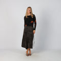Brown Y2K Woven Midi Skirt (S)