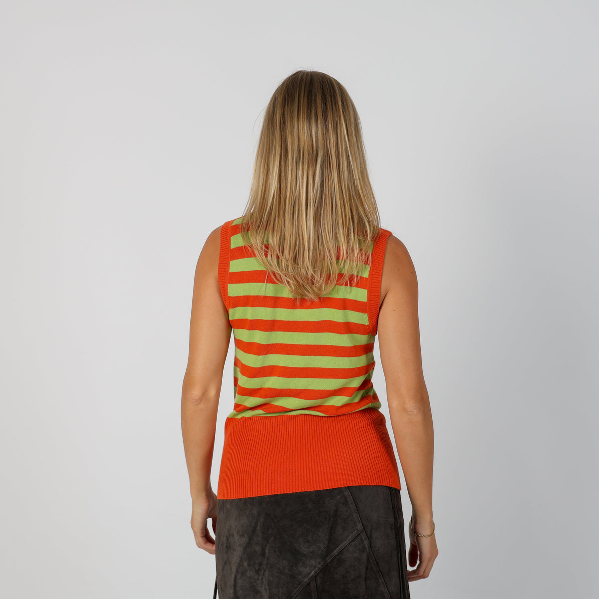 Orange Y2K Stand Point Woven Vest (S)