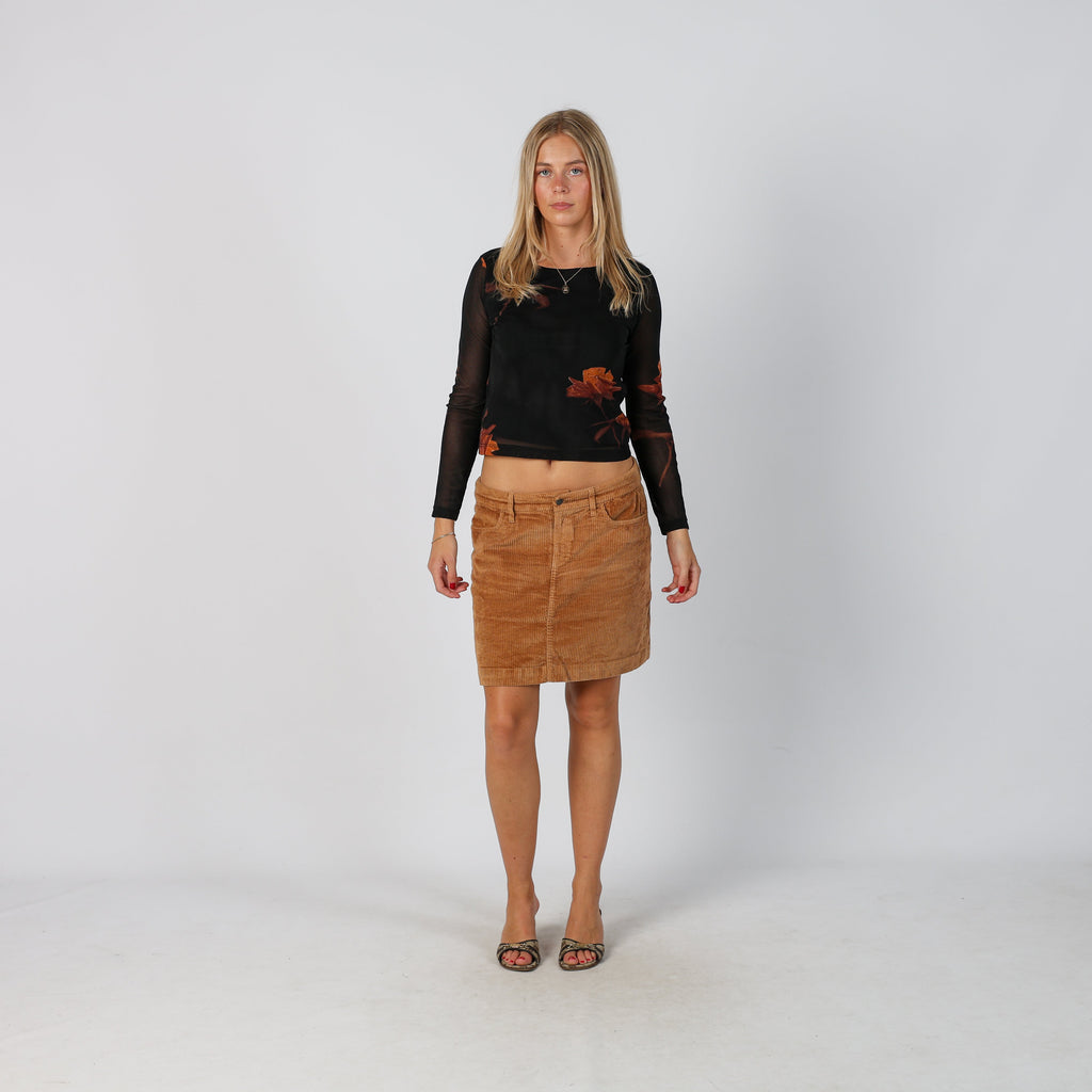 Tan Y2K Esprit Woven Mini Skirt (M)