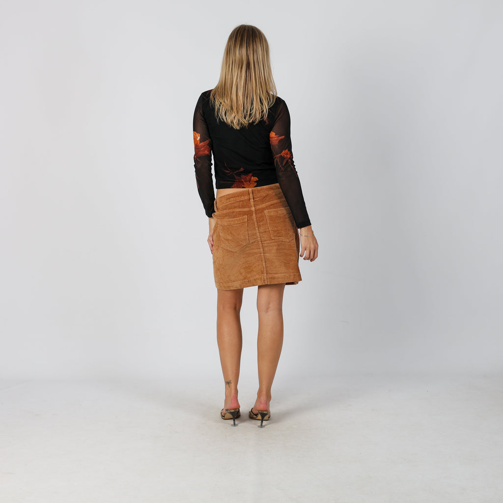 Tan Y2K Esprit Woven Mini Skirt (M)