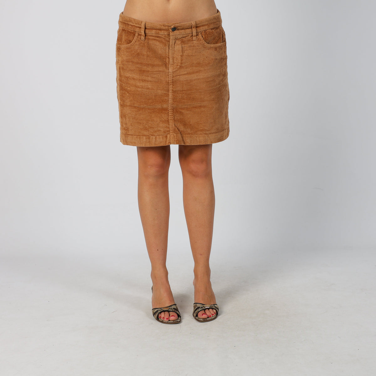 Tan Y2K Esprit Woven Mini Skirt (M)