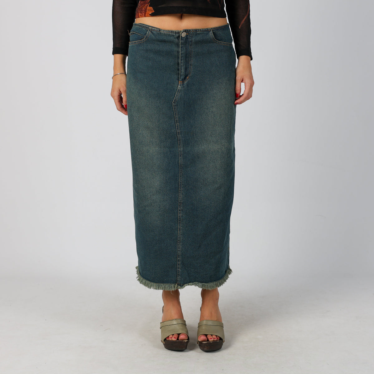 Blue Y2K Denim Maxi Skirt (S)