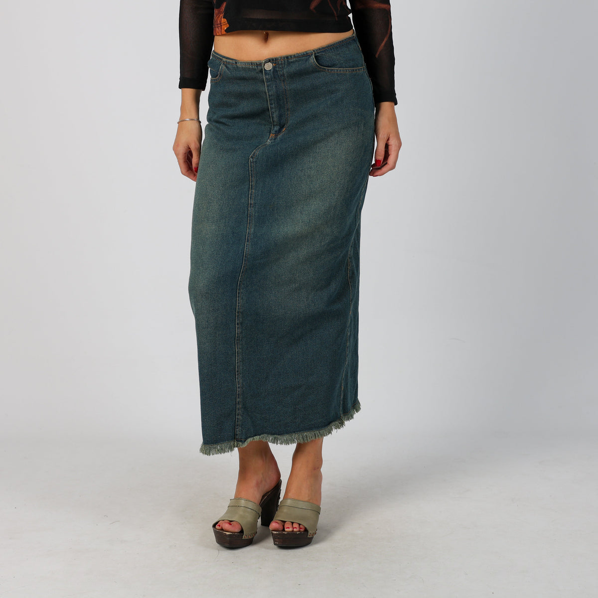 Blue Y2K Denim Maxi Skirt (S)