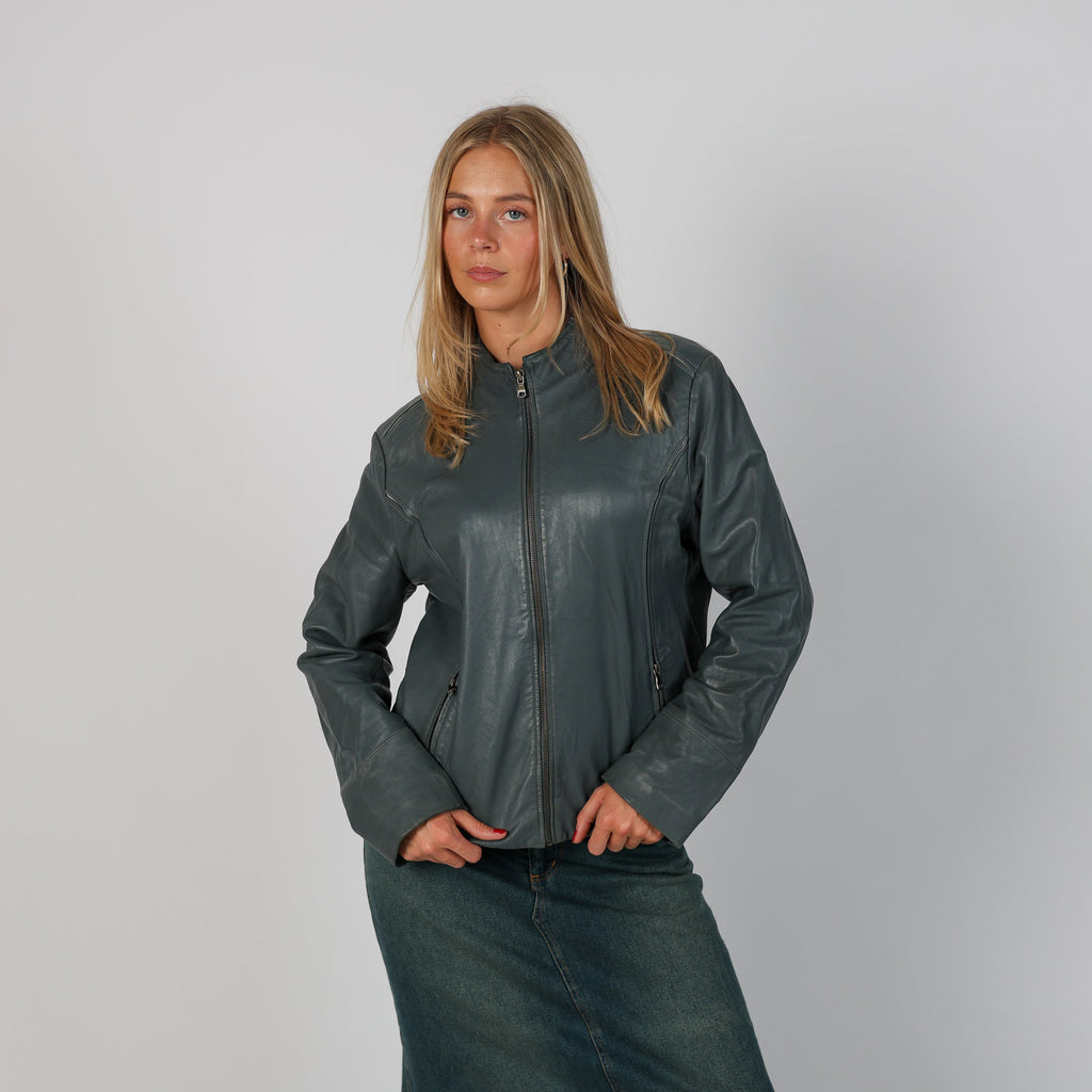 Grey Y2K Leather Jacket (M)