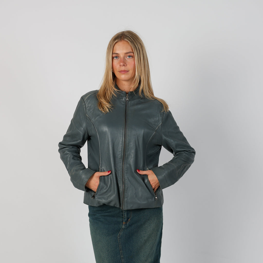 Grey Y2K Leather Jacket (M)