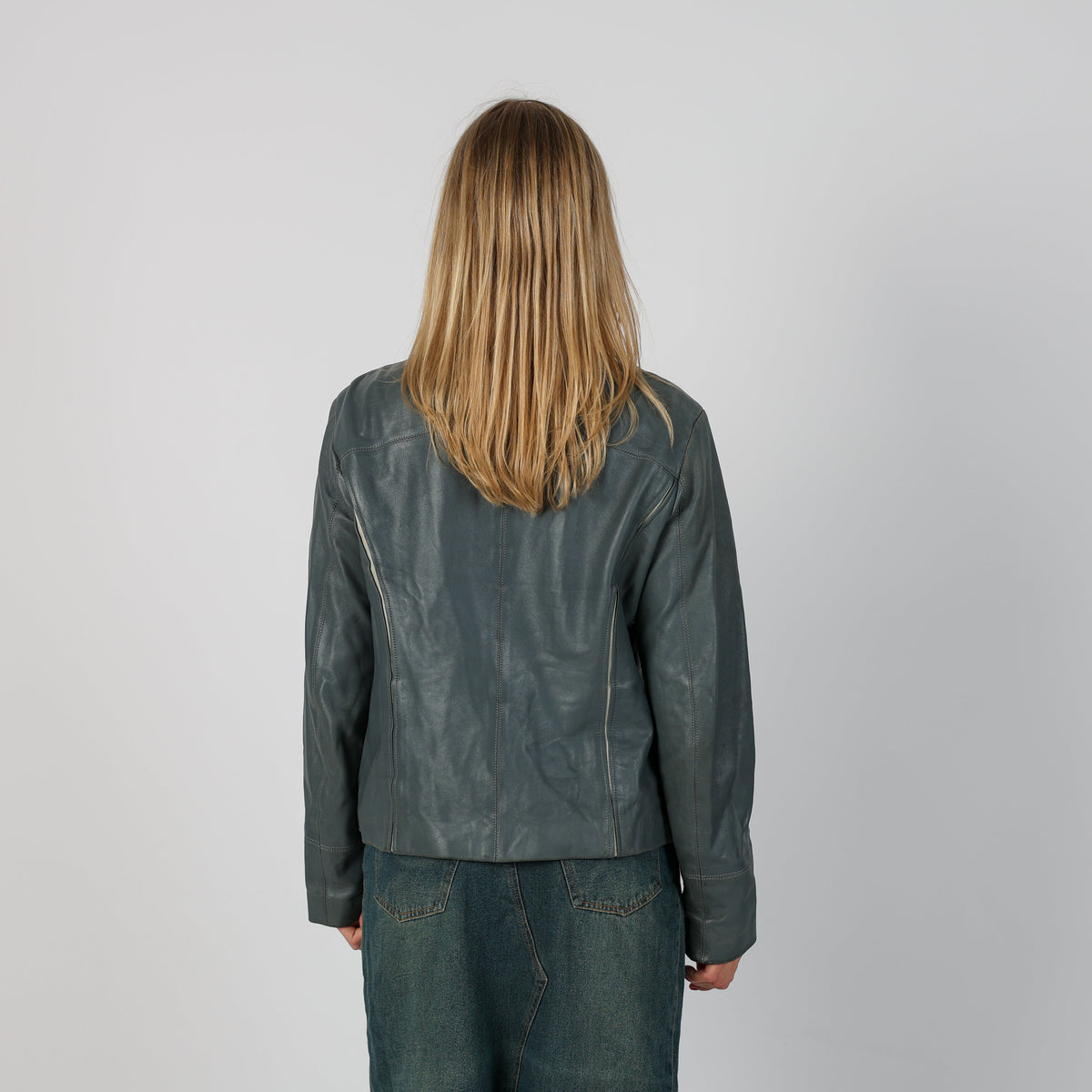 Grey Y2K Leather Jacket (M)