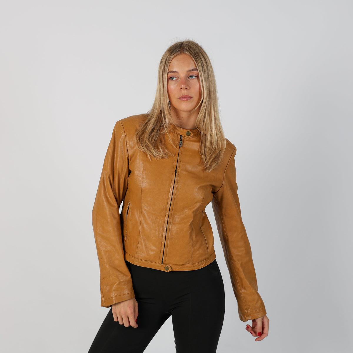 Tan Y2K Leather Jacket (S)
